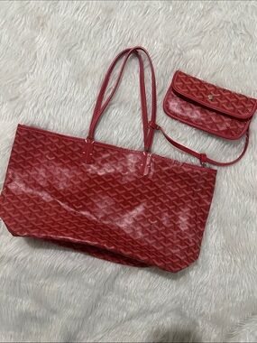 Goyard Red Tote with Matching Card Holder Shoulder Bag